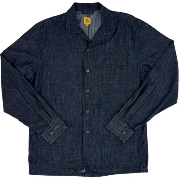 Elk Head Clothing Men's Lightweight Denim Chore Overshirt Indigo Blue Medium - Picture 2 of 12